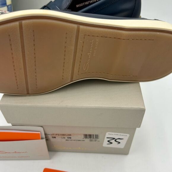 Men's Santoni Detroit, leather loafers size 9 US made in Italy - Picture 6 of 10